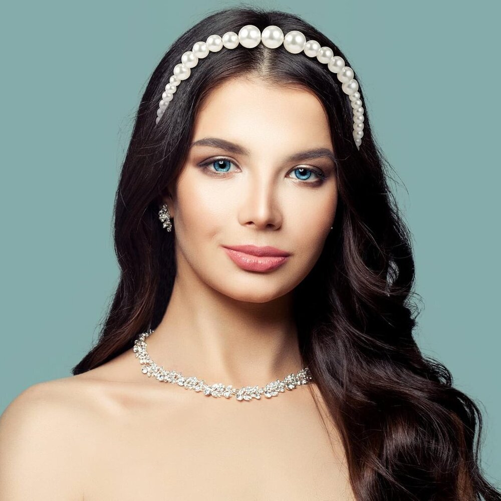 Pearl Headbands Faux Pearl Rhinestones Hairbands Bridal Accessories Women - Picture 4 of 6